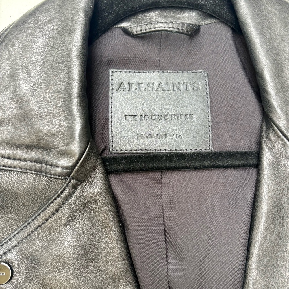 Women's Black Leather Jacket - Picture 10 of 11